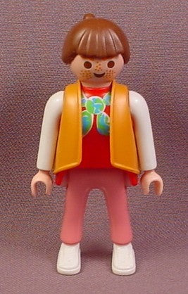 Playmobil Adult Female Figure In A Red Shirt With A Scarf