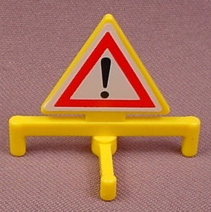 Playmobil Yellow Triangular Sign With A Folding Stand