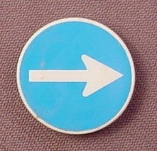 Playmobil White & Blue Round Sign With A White Arrow And A Clip