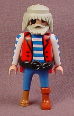 Playmobil Adult Male Pirate Figure With Gray Shaggy Hair & Beard