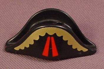 Playmobil Black Bicorne Hat With Gold Trim & 2 Red Ribbons Design