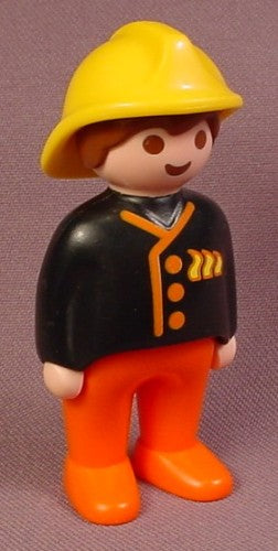Playmobil 123 Adult Male Figure With Yellow Firefighter Hat
