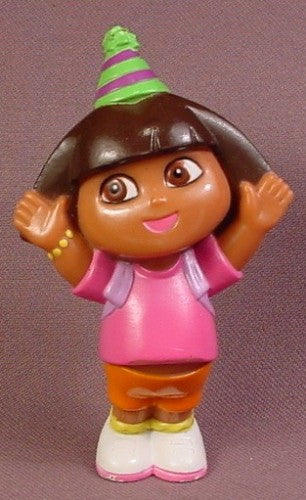 Dora The Explorer With A Green & Purple Birthday Party Hat