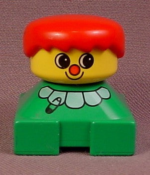 Lego Duplo 2327 Short Bust Figure With Green Shirt With White Colla