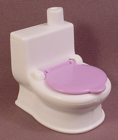 Fisher Price My First Dollhouse White Toilet With Purple Lid, 2 3/8