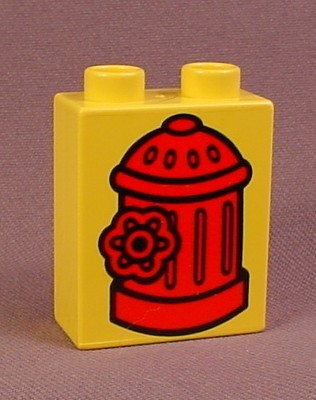 Lego Duplo 4066 Yellow 1X2X2 Brick With Fire Hydrant Pattern, 2658
