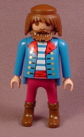 Playmobil Male Pirate Figure Brown Hair & Beard, Blue Jacket