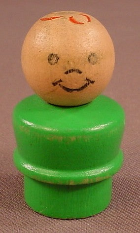 Fisher Price Vintage Red Haired Boy Green Wood Body Wood Head 923 School 930 Garage
