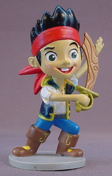 Disney Jake And The Neverland Pirates Jake Swinging His Sword PVC Figure On A Round Gray Base