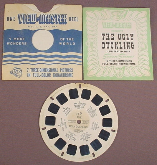 View-Master Reel, The Ugly Duckling, FT-9, With The Sleeve & Booklet, 1948 Sawyers Inc, Viewmaster