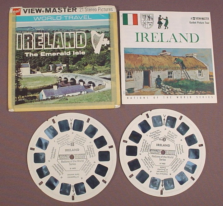 View-Master 2 Reels, Ireland, Nations Of The World Series, B1602 B1603, Has The Booklet & Taped Packet, Reels 2 And 3, GAF Corp, Viewmaster