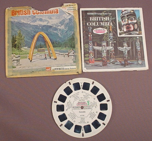 View-Master Reel, British Columbia Canada, A0143, A 0143, Reel #3, With The Taped Packet & Booklet, GAF Corp, Viewmaster