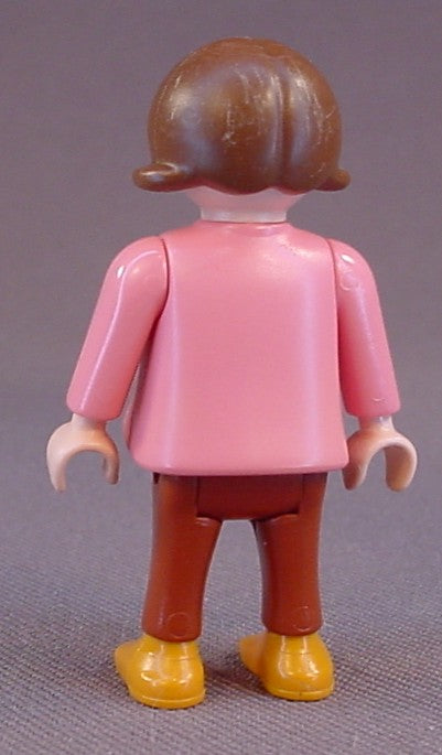 Playmobil Female Girl Child Figure In A Pink Top & Orange Boots, Brown Hair & Pants, 3955 5711