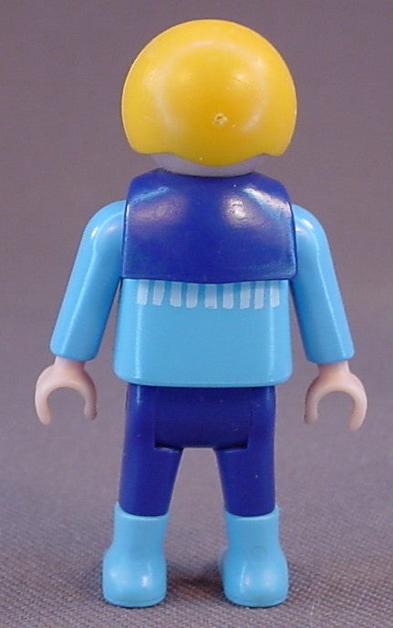 Playmobil Male Boy Child Figure In A Light Blue Sweater And Dark Blue Collar & Pants