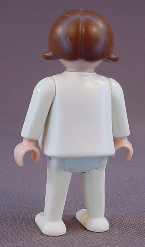 Playmobil Female Girl Child Classic Style Figure With An All White Outfit, Smooth Brown Hair, 3211