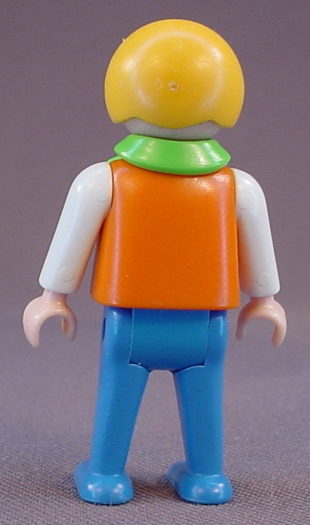 Playmobil Male Boy Child Figure In An Orange Shirt & Blue Pants, Green Collar With A Bow Tie, 5322