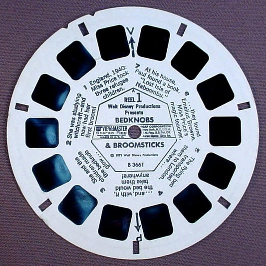 View-Master Disney Bednobs & Broomsticks, B 3661, B3661, Reel 1, GAF Corp, 1971 Walt Disney Prod
