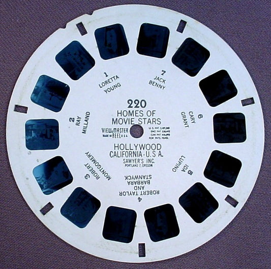 View-Master Homes Of Movie Stars, Hollywood California, 220, Sawyer's Inc, Viewmaster