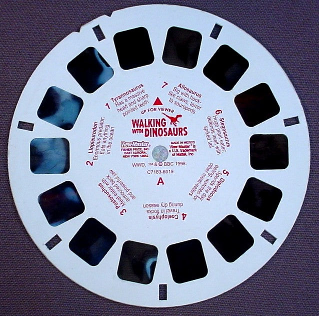 View-Master Walking With Dinosaurs, 6019-C7183, Reel A, 1998 WWD TM & BCC, Fisher Price, Viewmaster