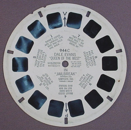 View-Master Dale Evans Queen Of The West In Jail Break, 944-C, 1955 Sawyer's Inc, Viewmaster