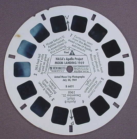 View-Master NASA's Apollo Project Moon Landing 1969, B6631, B 6631, Reel 1, 1969, GAF Corp, Viewmaster