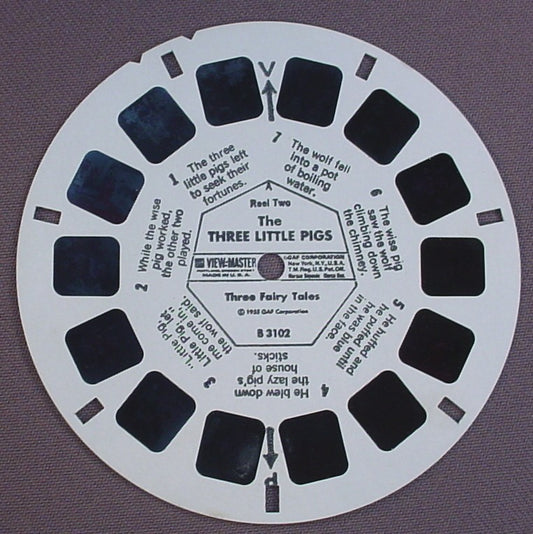 View-Master The Three Little Pigs, Three Fairy Tales, B 3102, B3102, Reel 2, 1955 GAF Corp, Viewmaster