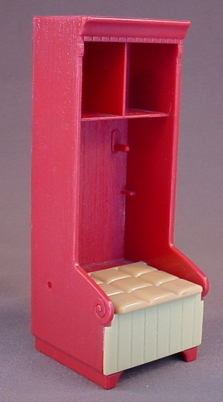 Fisher Price Loving Family Dollhouse 2005 Dark Cherry Red Broom Cupboard With A Lift Up Seat