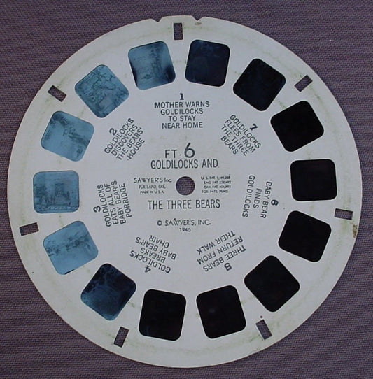View-Master Goldilocks And The Three Bears, FT-6, FT6, 1946 Sawyer's Inc, Viewmaster