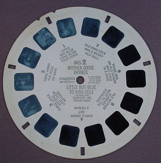 View-Master Mother Goose Rhymes, Little Boy Blue To King Cole, MG-2, MG2, 1950 Sawyer's Inc