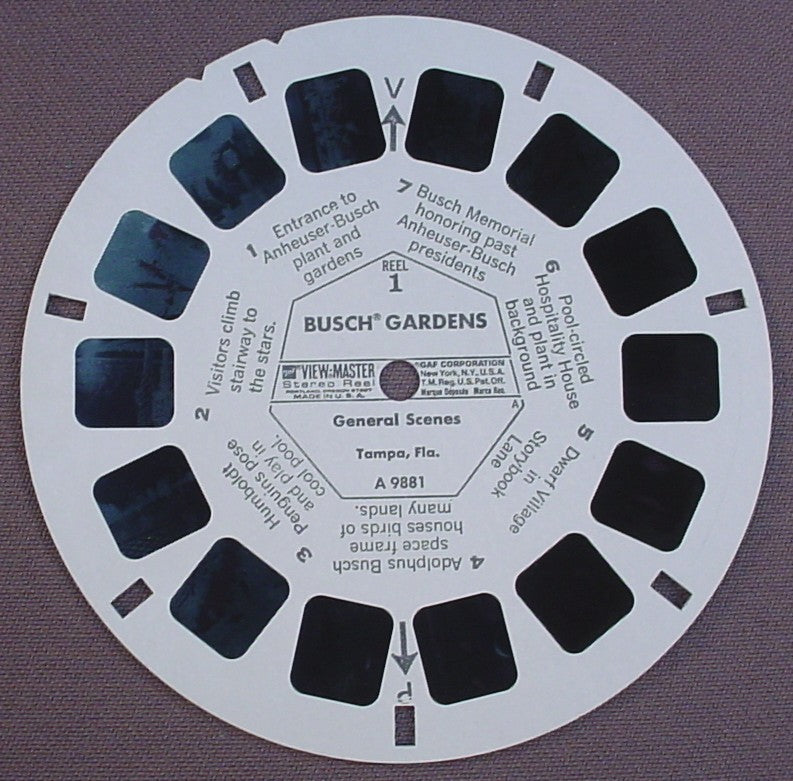 View-Master Busch Gardens General Scenes, Tampa Florida, A 9881, A9881, Reel 1, GAF Corp, Viewmaster