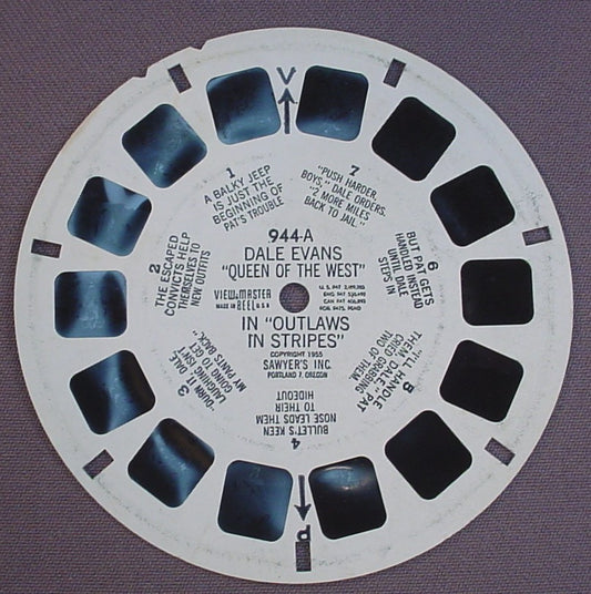 View-Master Dale Evans Queen Of The West In Outlaws In Stripes, 944-A, 1955 Sawyer's Inc, Viewmaster