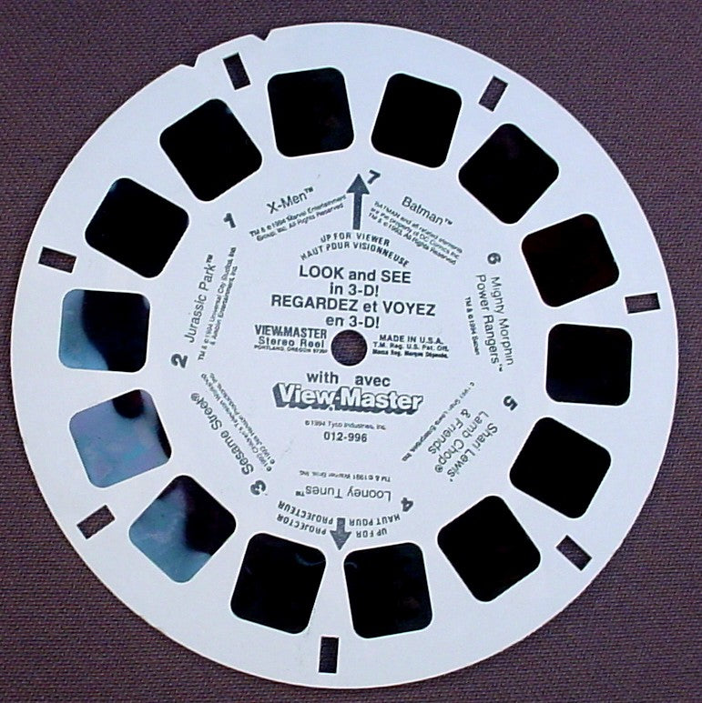 View-Master Look & See In 3D, 012-996, 1984 Tyco Ind, X-Men, Jurassic Park, Batman, Viewmaster