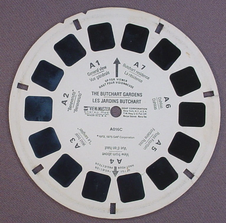 View-Master The Butchart Gardens, A016C, Reel A, 1972 1975 GAF Corp, Viewmaster