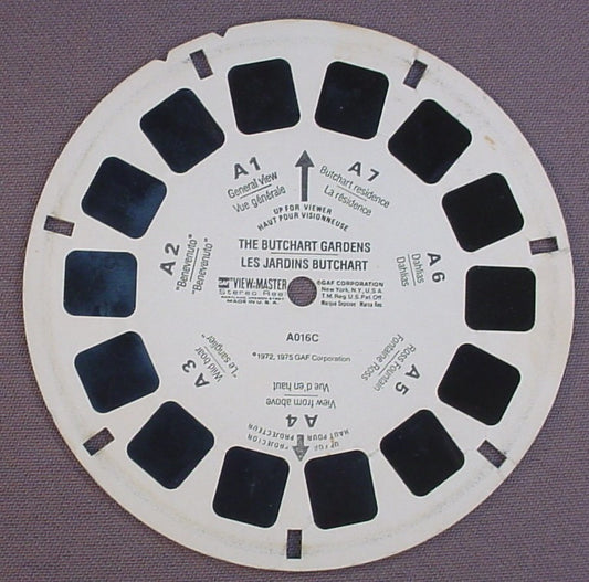 View-Master The Butchart Gardens, A016C, Reel A, 1972 1975 GAF Corp, Viewmaster