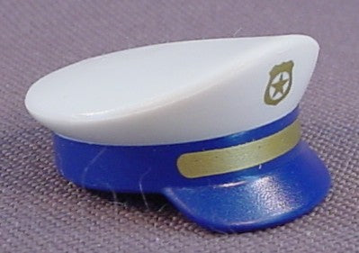 Playmobil White Peaked Police Hat With Blue Interior & Gold Badge, 3136 3165 3166 3190