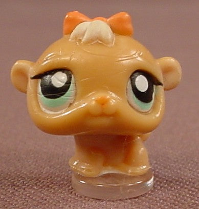 Littlest Pet Shop Teeniest Tiniest Teensies Light Brown Hamster With Light Blue Eyes And A Pink Bow