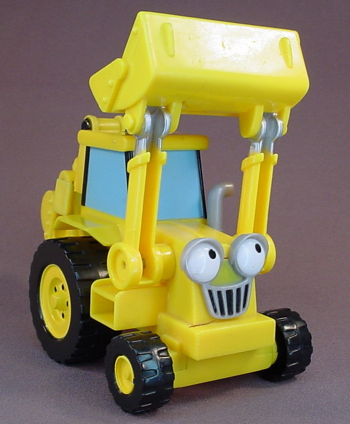 Bob The Builder 2001 Talking Scoop Backhoe Excavator Vehicle, The Front Bucket Lifts Up & Down, The Rear Bucket & Arm Extend Out, 8 Inches Long