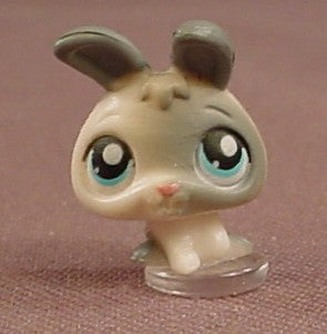 Littlest Pet Shop Teeniest Tiniest Teensies White Bunny Rabbit With A Gray Ring Around One Eye
