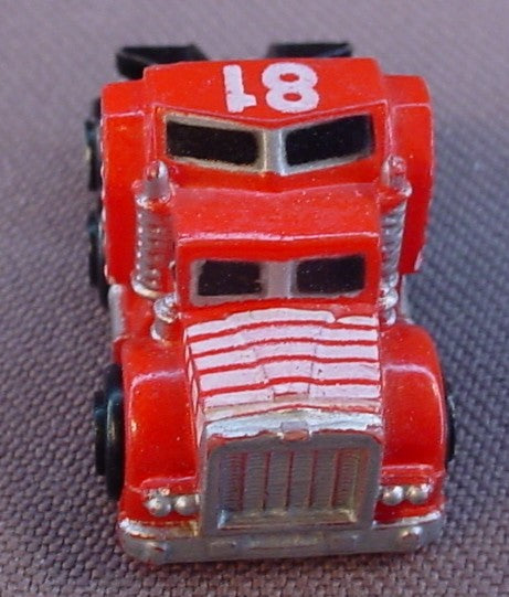 Micro Machines 1987 Kenworth Semi Truck Tractor, Red With White Stripes, Galoob