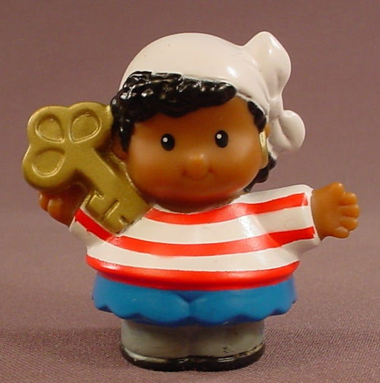 Fisher Price Little People 2005 African American Pirate Holding A Gold Key, Lil Treasure Hunt, LP