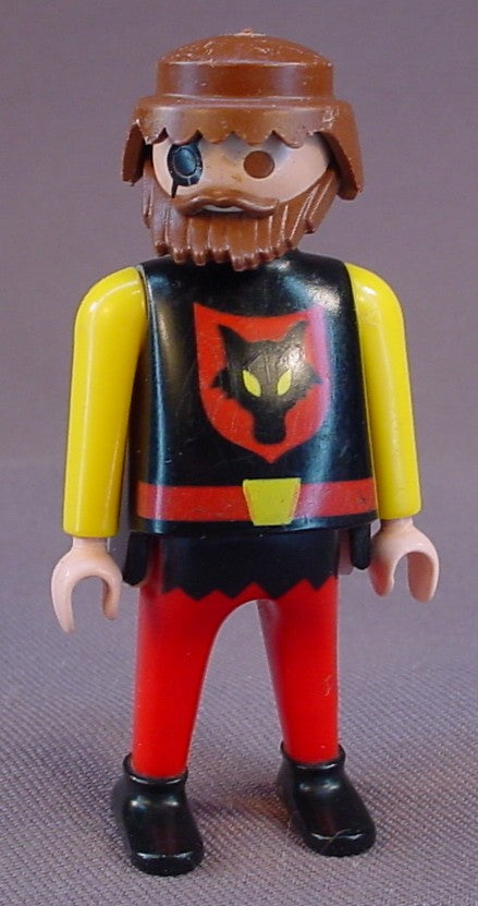 Playmobil Adult Male Wolf Clan Chieftain Figure In Black & Red Clothes With A Wolf Head