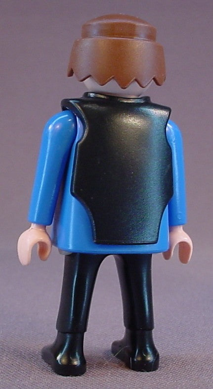 Playmobil Adult Male Police Officer Figure In A Black Vest With A Crest Over A Blue Shirt, 5764 5773