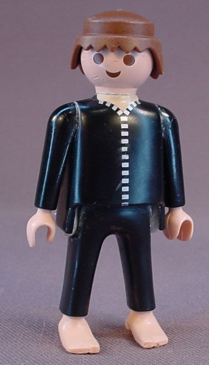 Playmobil Adult Male Water Skier Figure In A Black Wet Suit With A Sliver Zipper, Bare Feet, 3190