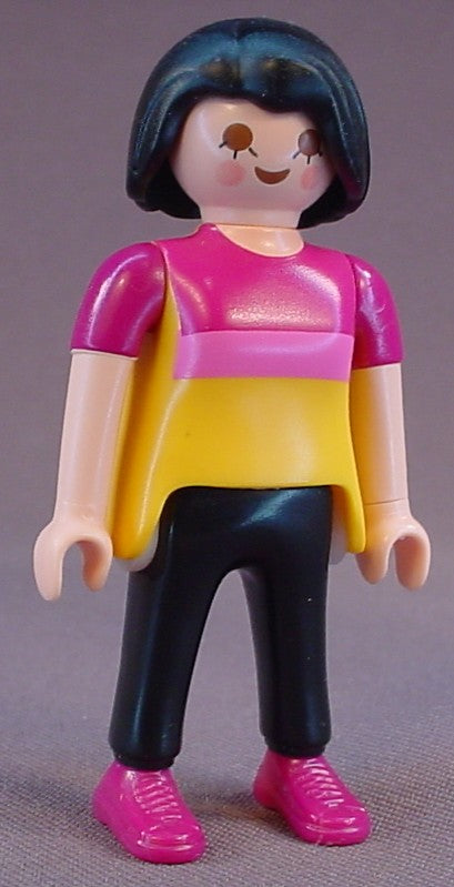 Playmobil Adult Female Teacher Figure In A Long Yellow Pink & Purple Blouse Over Black Pants