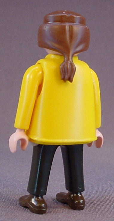 Playmobil Adult Female Figure In A Yellow Coat With Red Stripes Over A Red & Yellow Shirt