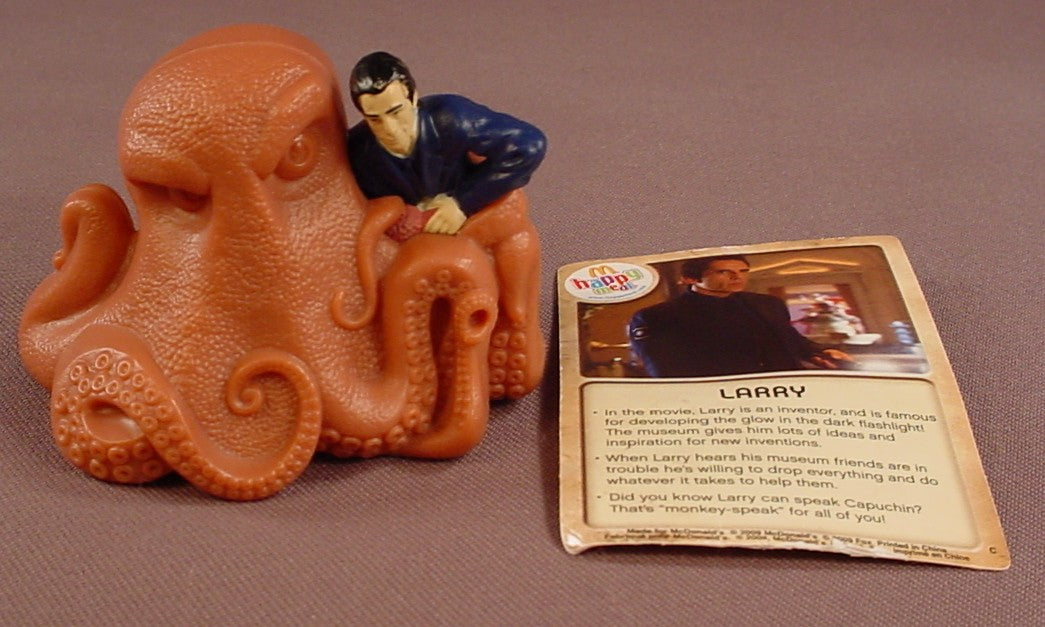 Night At The Museum Movie Larry & The Giant Squid Toy With A Pull Back Motor, 2 1/8 Inches Tall, 2009 McDonalds