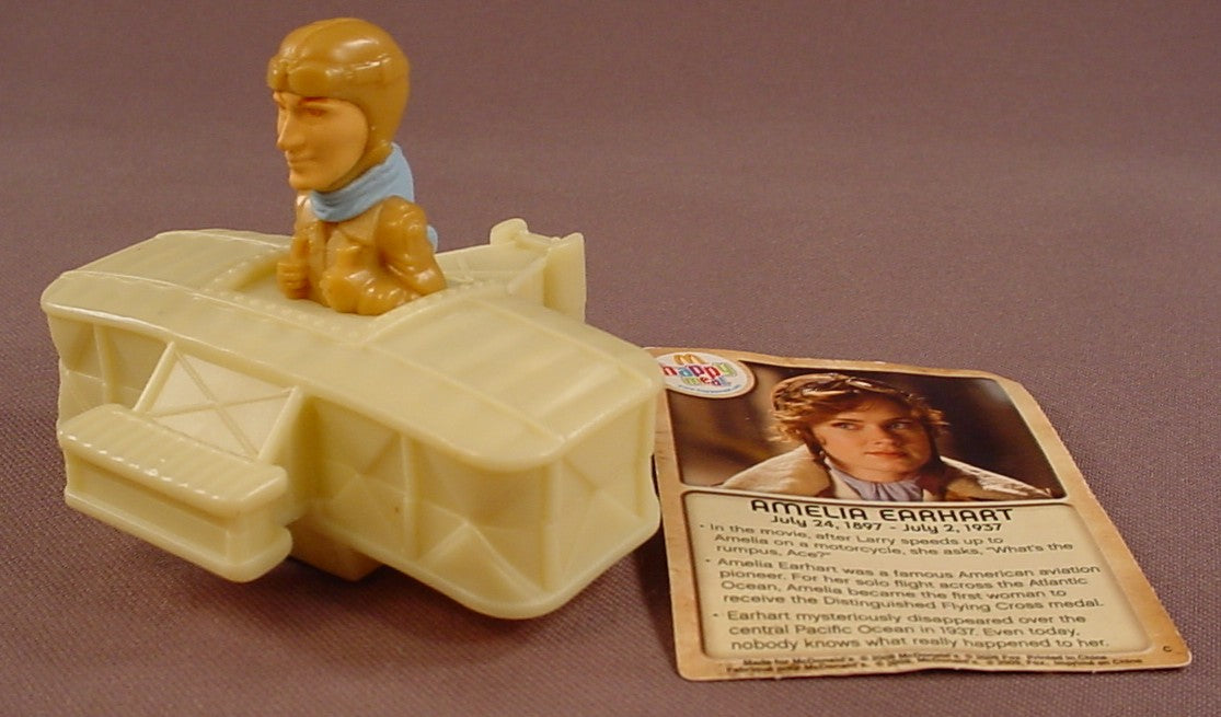 Night At The Museum Movie Amelia Earhart In A Bi-Plane With A Pull Back Motor, 2 1/2 Inches Tall, 2009 McDonalds