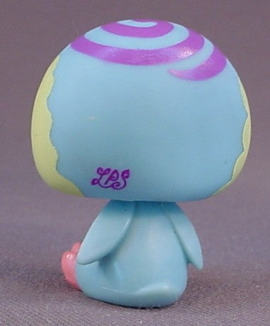 Littlest Pet Shop #3005 Blue & Yellow Baby Penguin With Fancy Blue Eyes, Purple Swirl Pattern