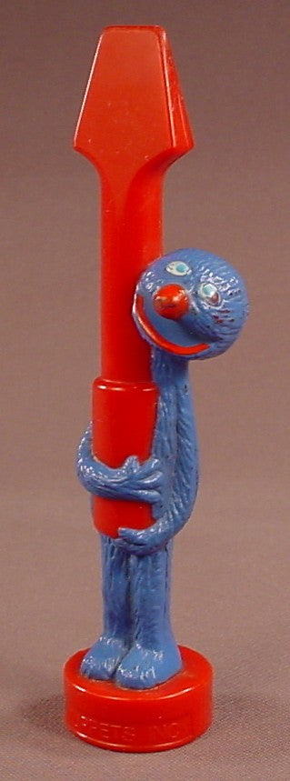 Sesame St Muppets Grover Holding Onto A Large Screwdriver Figure, 5 3/4 Inches Tall, Hard Plastic