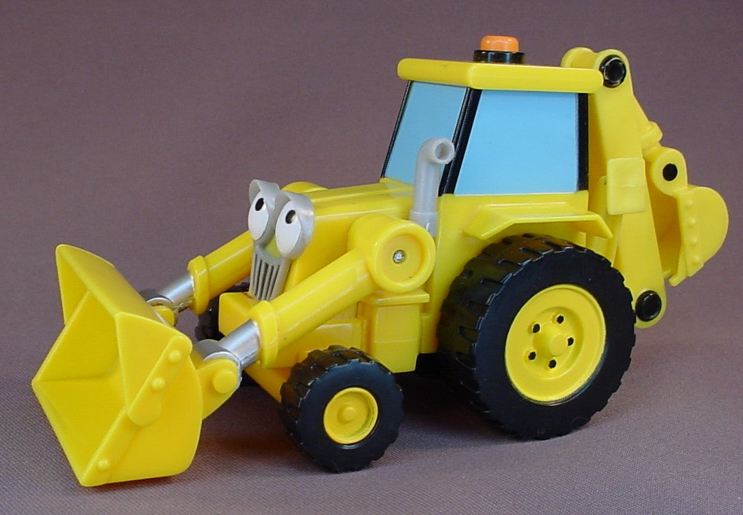 Bob The Builder 2001 Talking Scoop Backhoe Excavator Vehicle, The Front Bucket Lifts Up & Down, The Rear Bucket & Arm Extend Out, 8 Inches Long